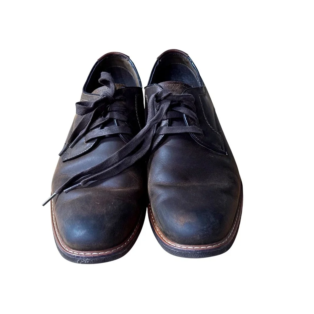 G H Bass Mens Dark Brown Leather Oxford Lace Up Dress Shoes Size 12M‎